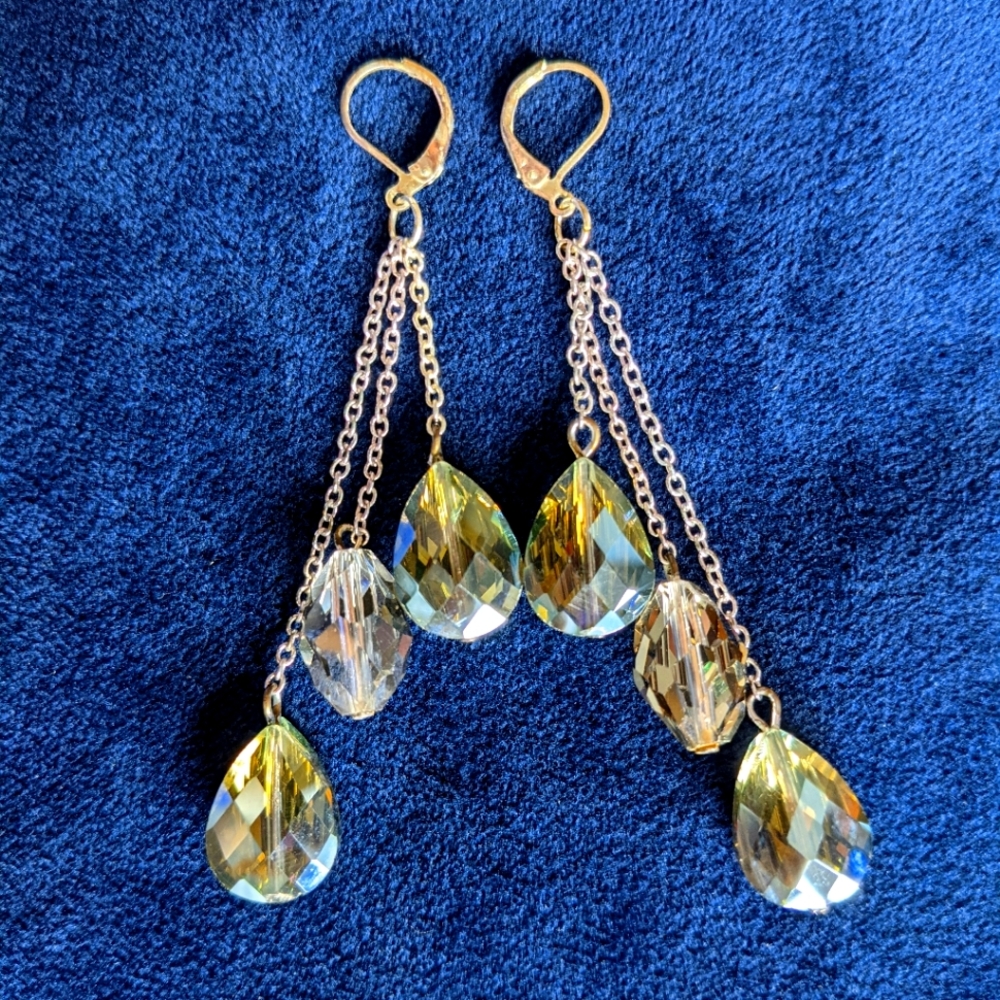 White House Black Market Green Jewel Drop Earrings